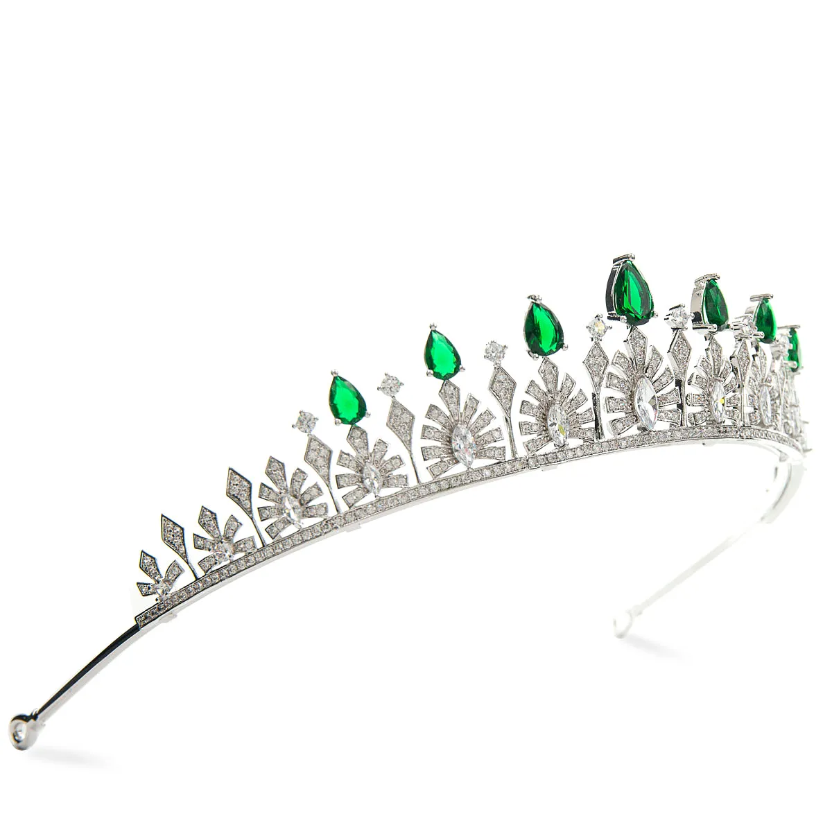 Green/Clear Zirconia Tiara for Wedding,Crystal Princess Tiaras,Party Headpieces CH10160