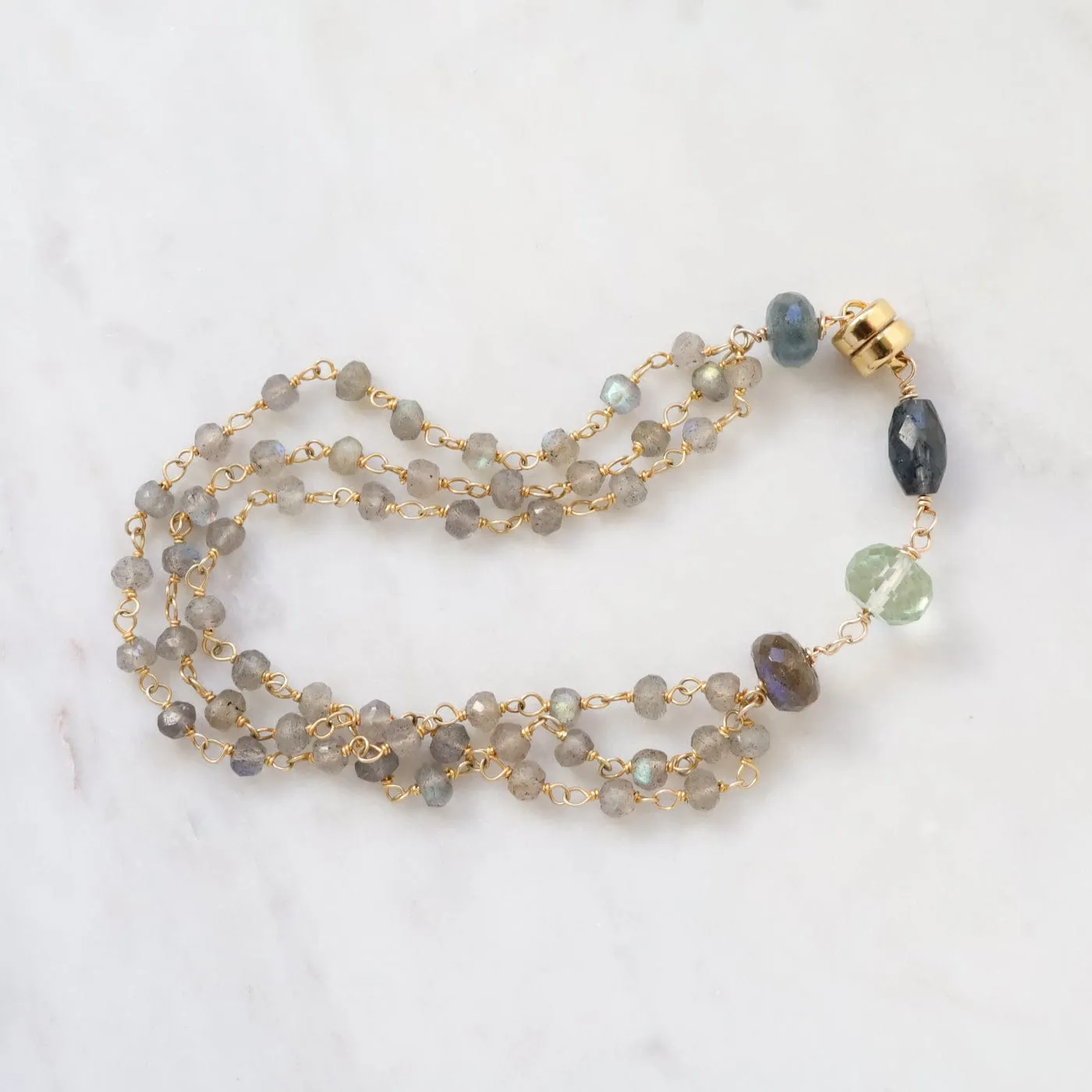 Hand Tied 3 Strand Labradorite Bracelet