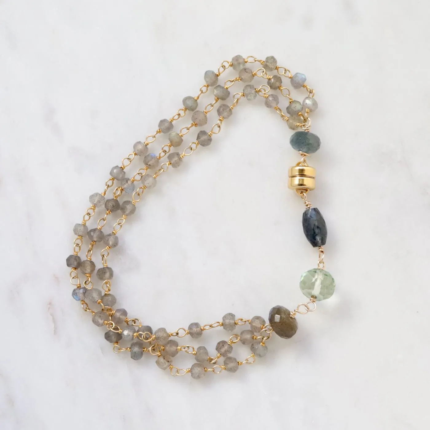 Hand Tied 3 Strand Labradorite Bracelet