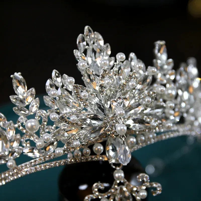 Head Jewel Crystal Royal  Silver Tiara Crown Accessory