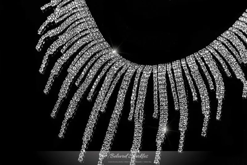 Jalila Draping Cluster Bib Necklace Set | Rhinestone
