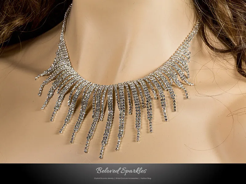 Jalila Draping Cluster Bib Necklace Set | Rhinestone
