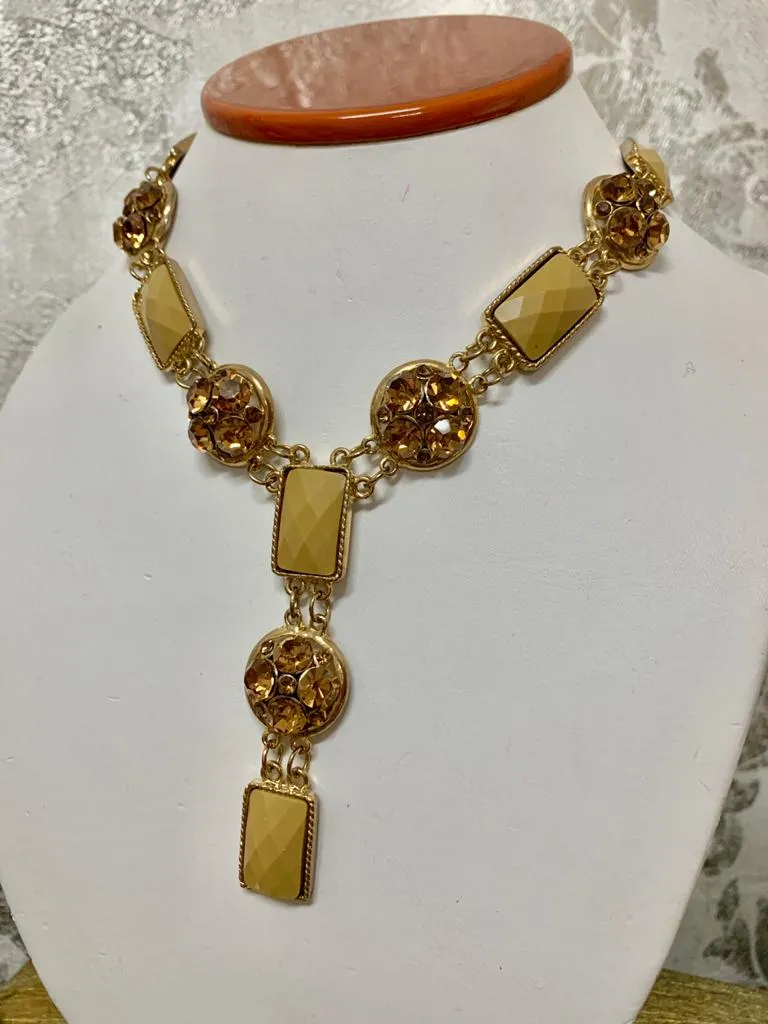 Kayara Yellow Topaz Semi-Precious Necklace and Earrings Set