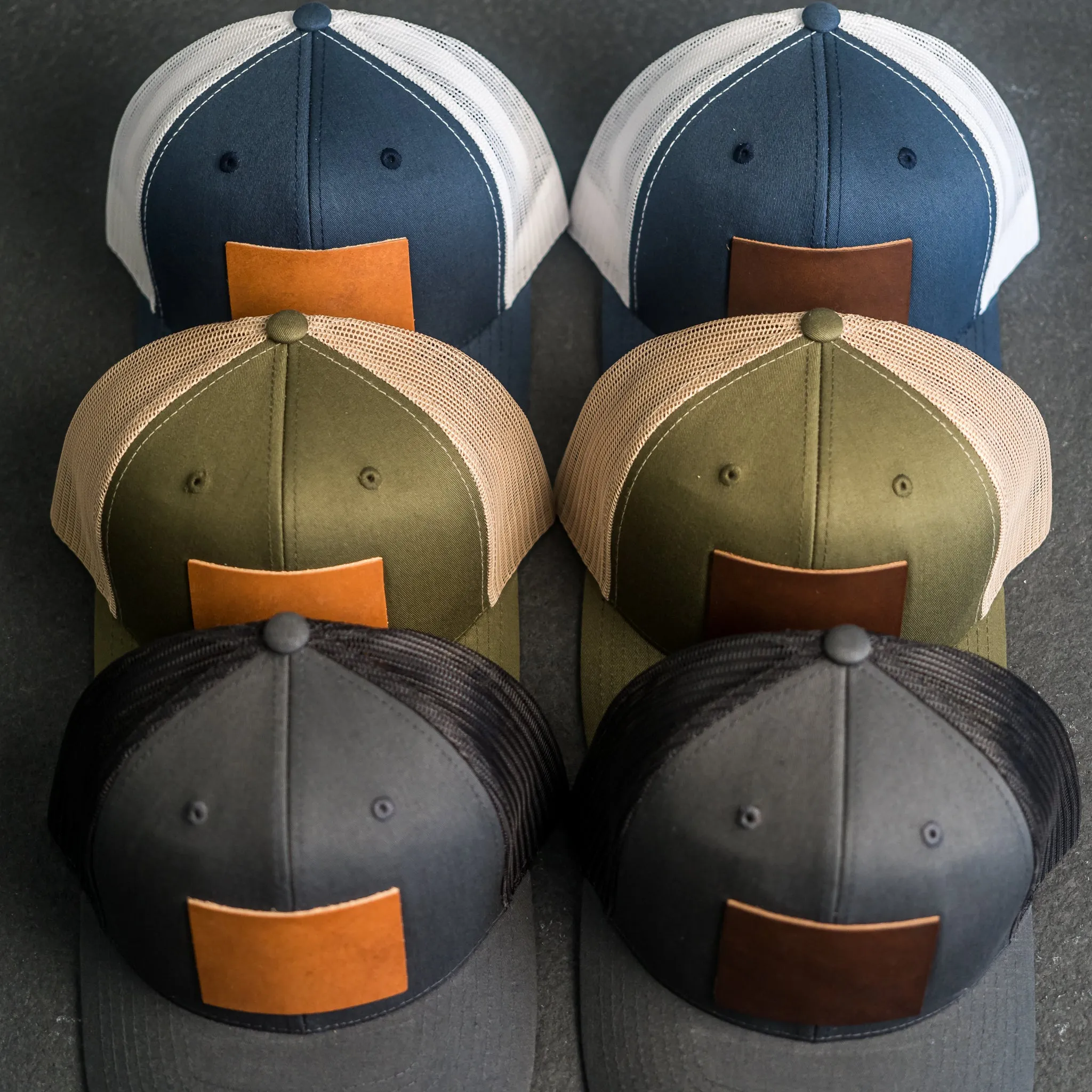 Leather Patch Trucker Style Hat - Florida Stamp