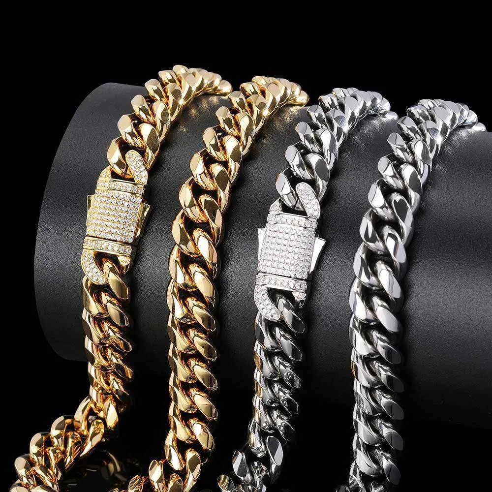Men's Hip Hop Titanium Steel Cuban Link Chain Necklace