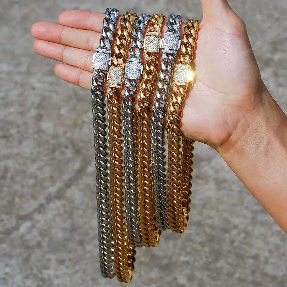 Men's Hip Hop Titanium Steel Cuban Link Chain Necklace