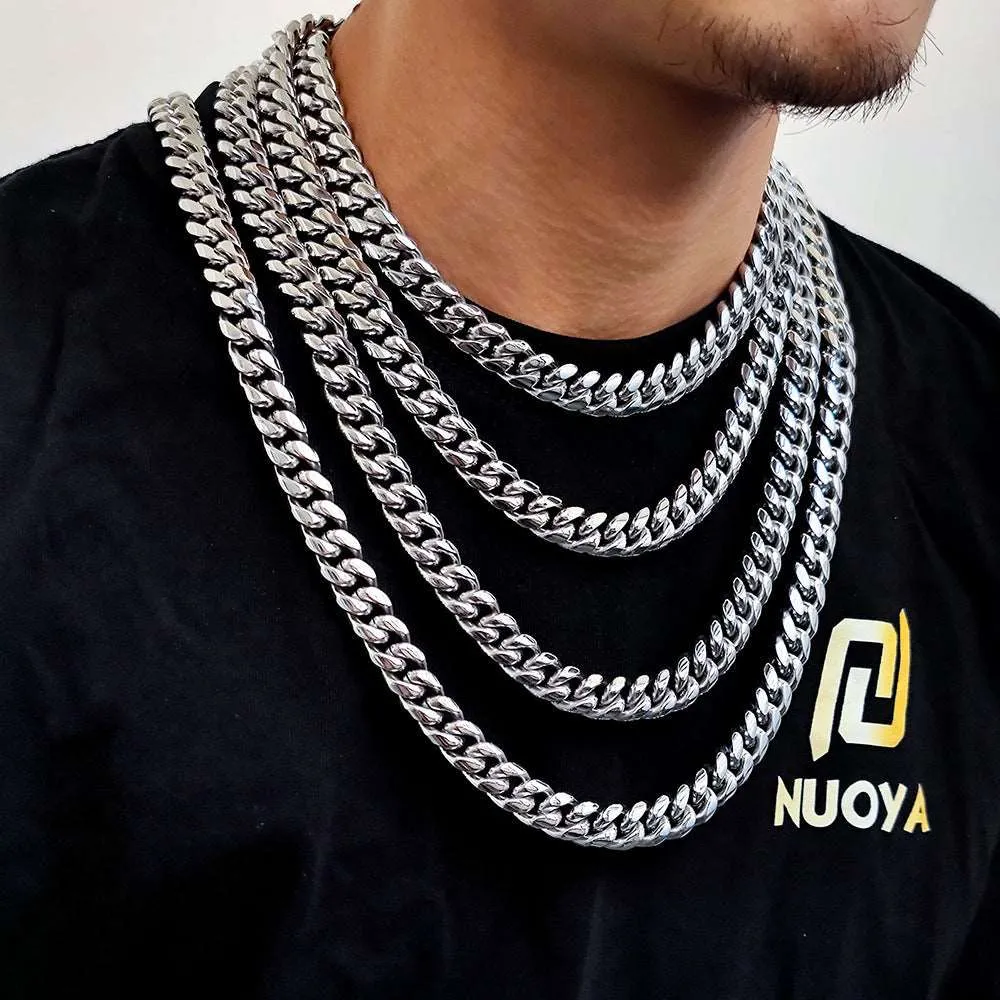Men's Hip Hop Titanium Steel Cuban Link Chain Necklace