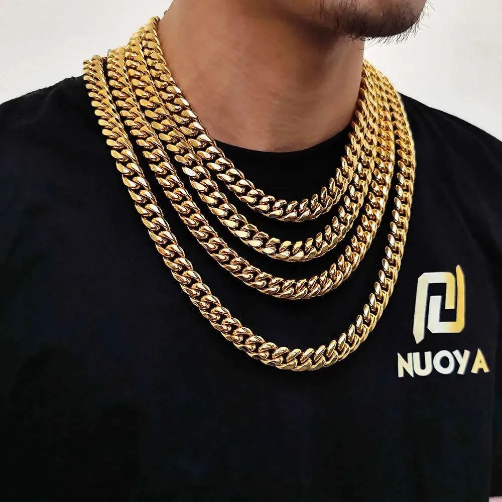 Men's Hip Hop Titanium Steel Cuban Link Chain Necklace