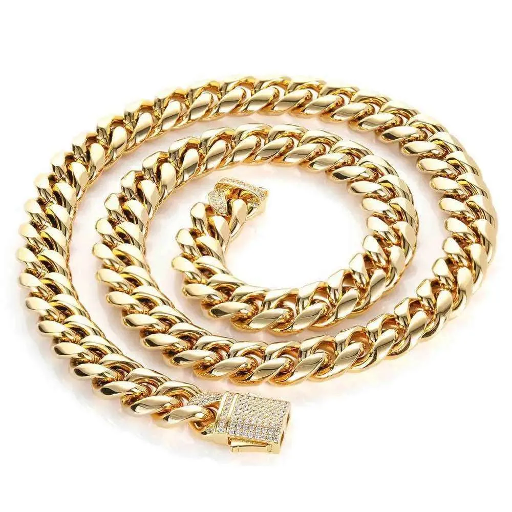 Men's Hip Hop Titanium Steel Cuban Link Chain Necklace