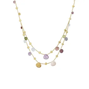 Mixed Gemstone Graduated Two Strand Necklace
