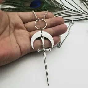 Moon Sword Silver Necklace