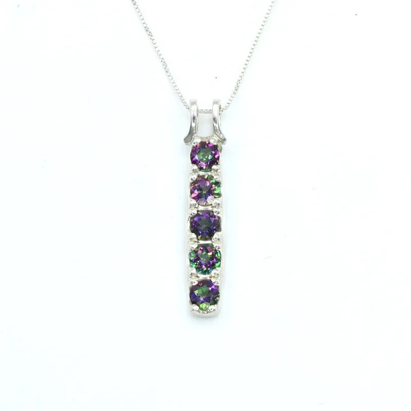 Mystic Topaz Pendant - Vertical Topaz Necklace - December Birthstone Necklace