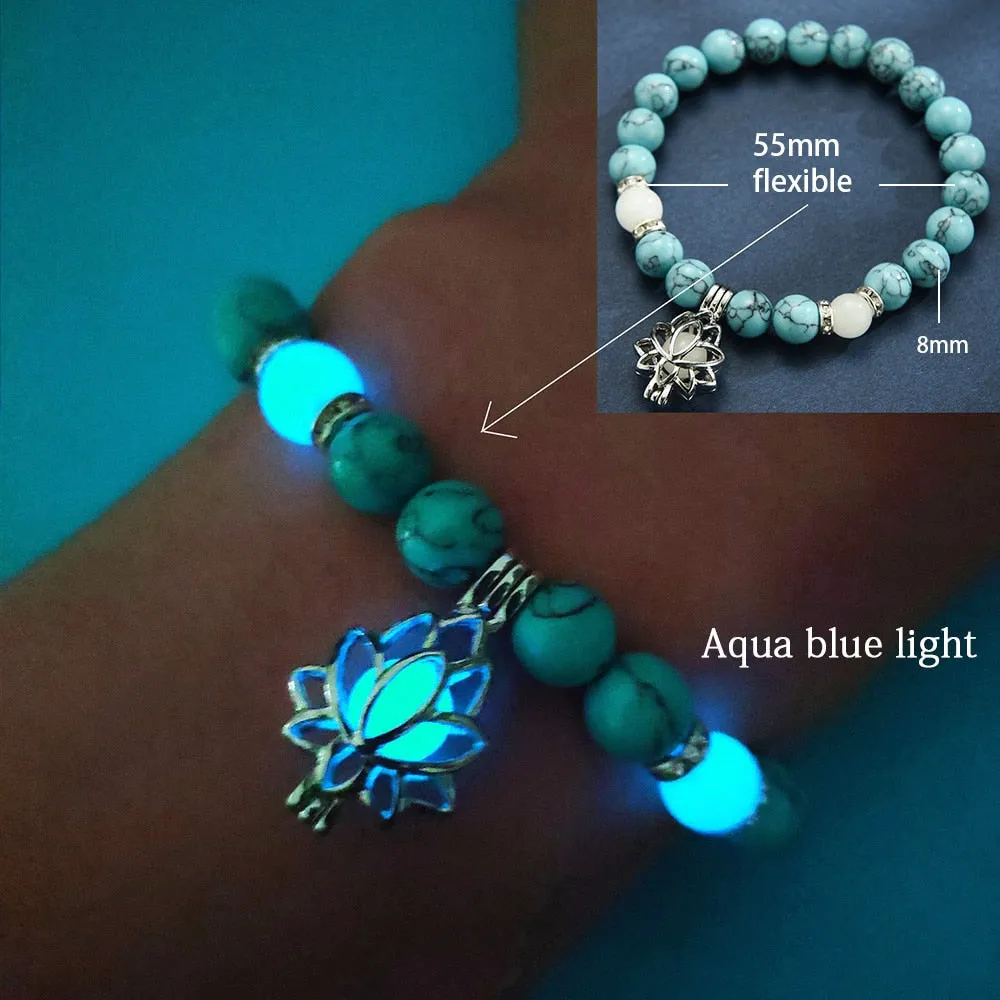 Natural Stone Bracelet Yoga Healing Luminous Glow In The Dark Bracelet