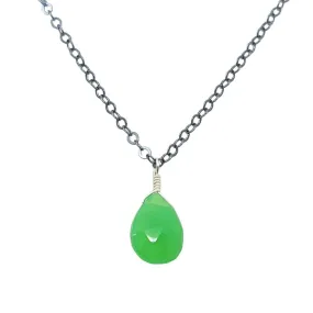 Necklace - Mint Green Chrysoprase Gemstone Oxidized Sterling by Foamy Wader