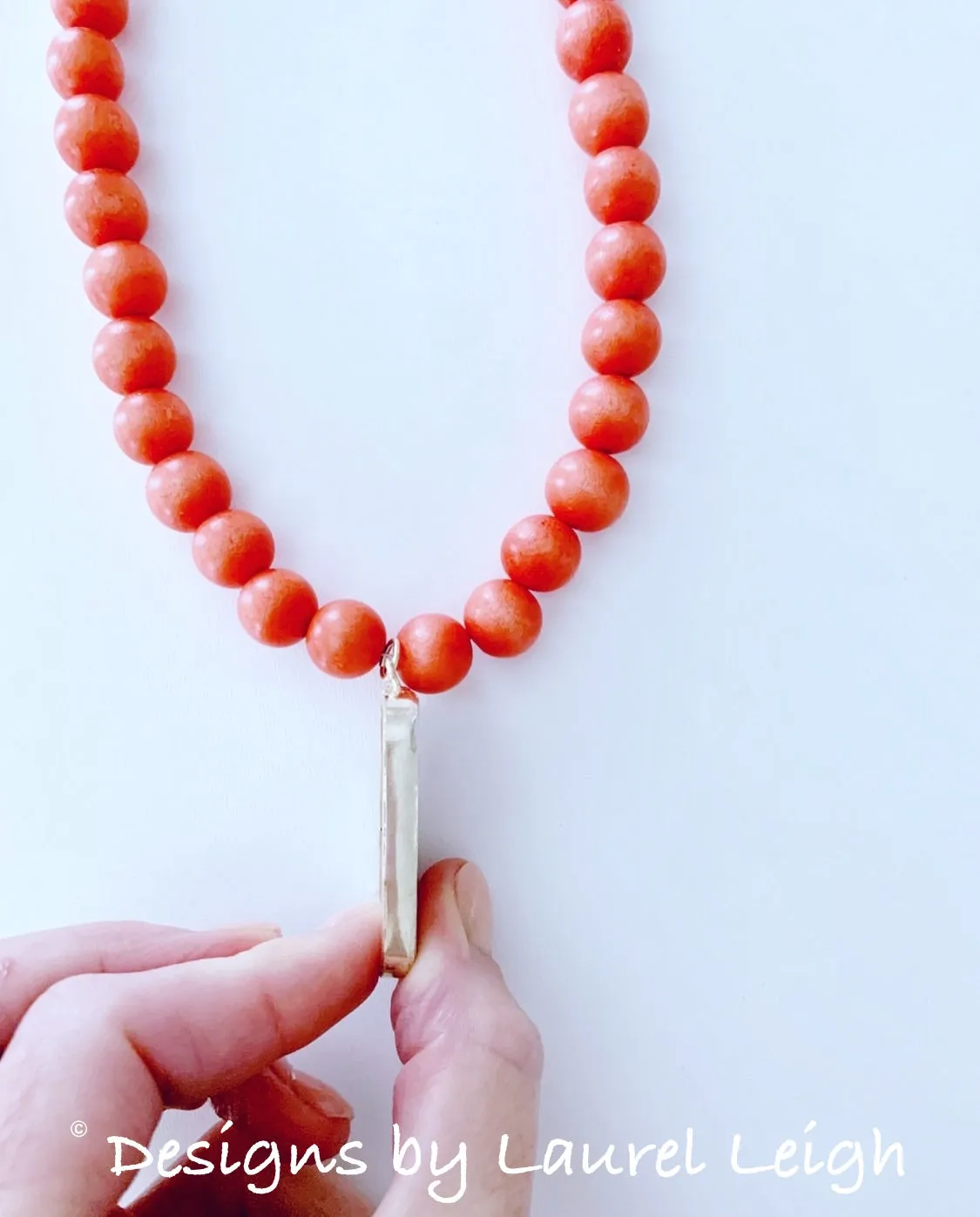 Orange Chinoiserie Pendant Necklace