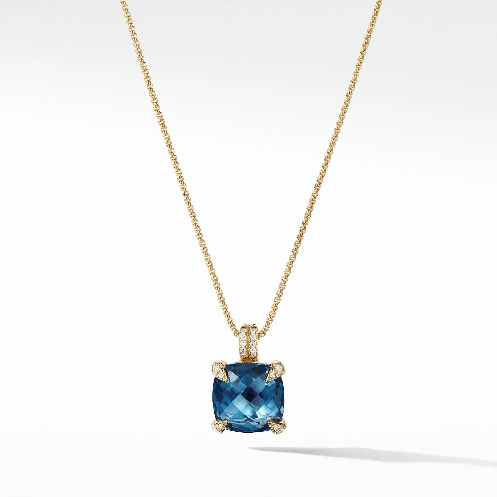 Pendant Necklace with Hampton Blue Topaz and Diamonds in 18K Gold