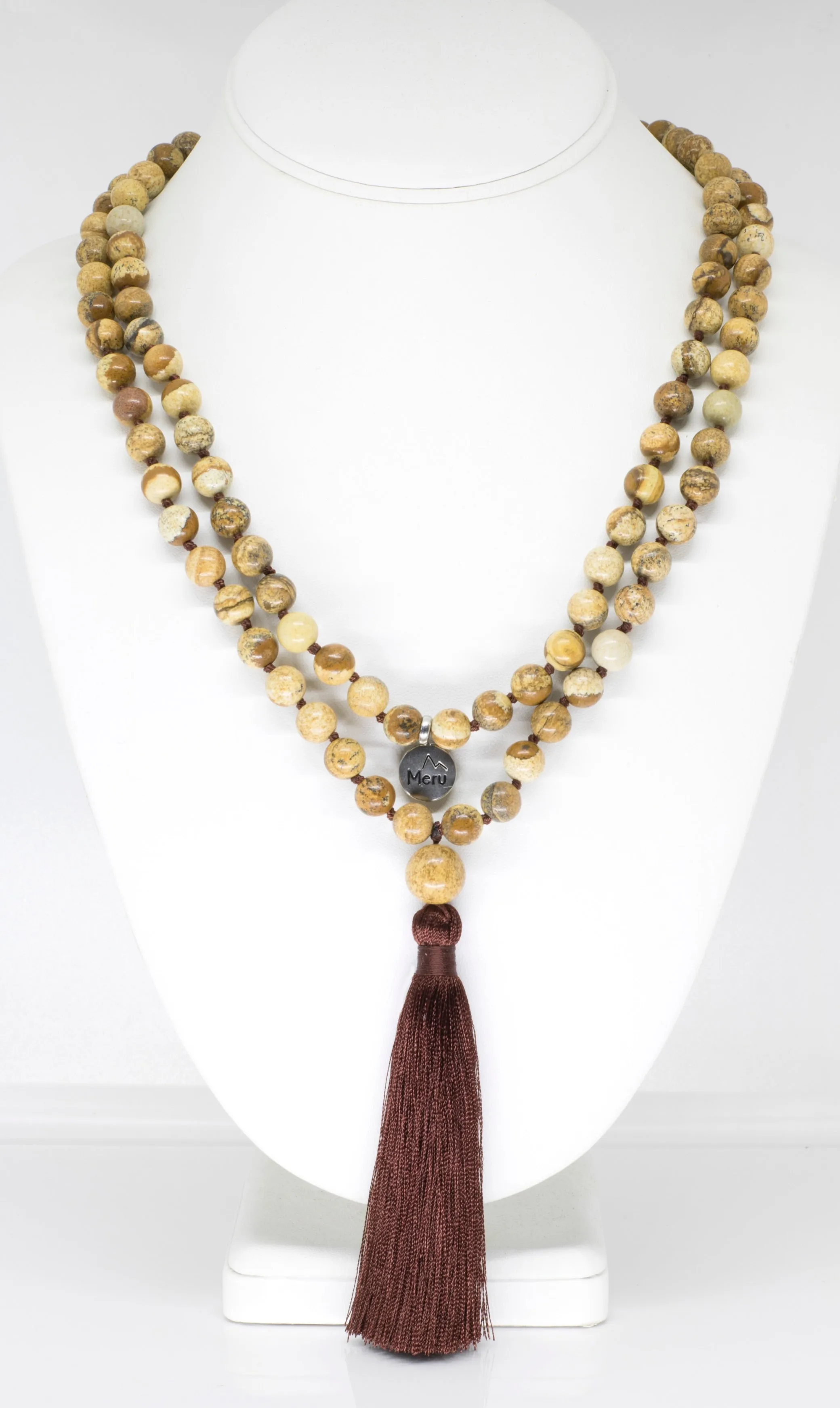 Picture Jasper Mala Beads Necklace - "I am Spiritual"