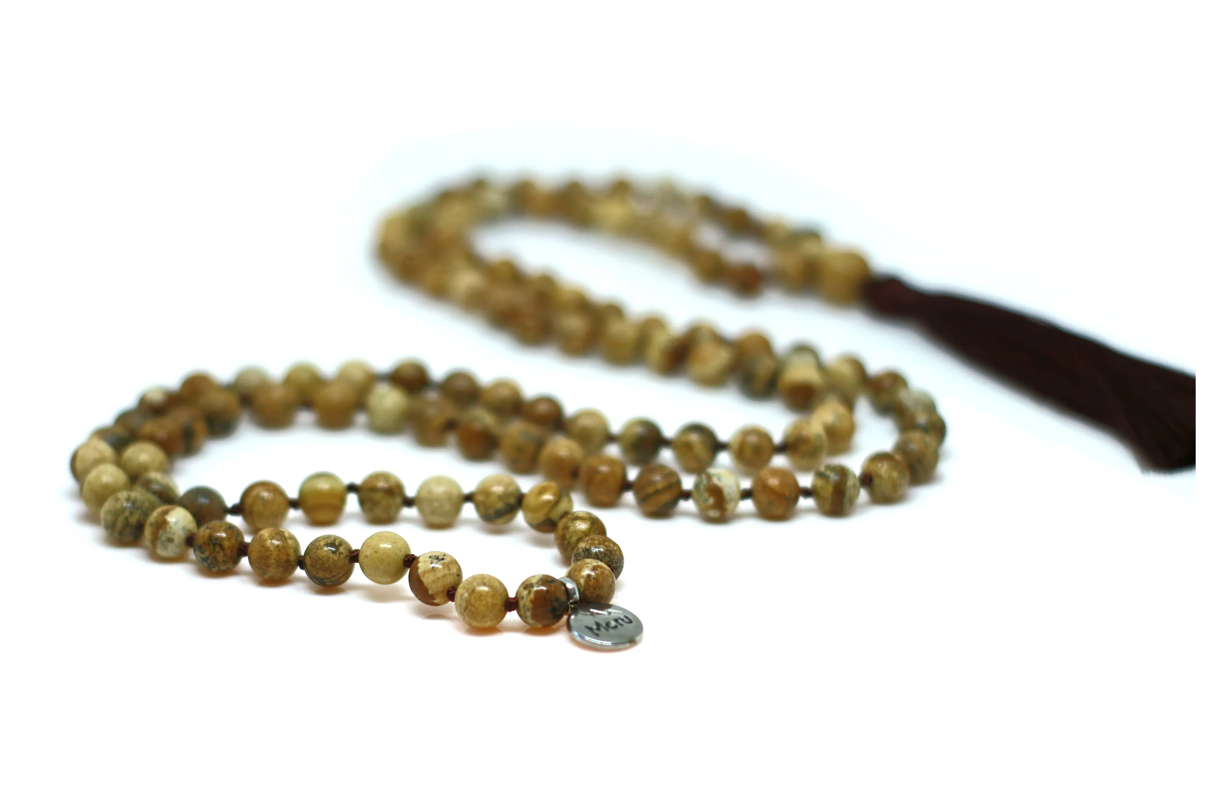 Picture Jasper Mala Beads Necklace - "I am Spiritual"