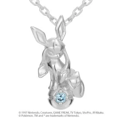 [[Pokémon]Glaceon & Pokéball necklace K18 white gold