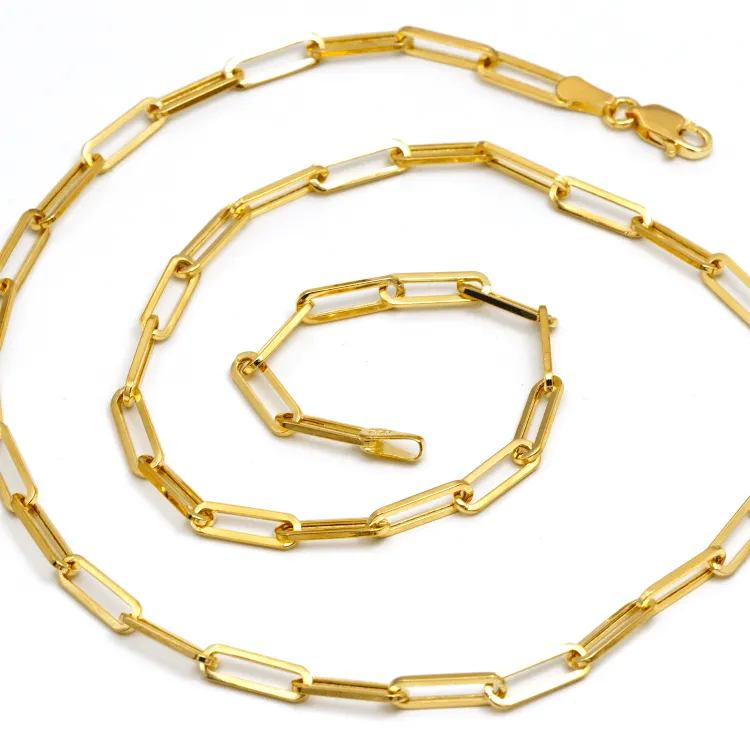 Real Gold Paper Clip Chain Necklace 0758 (50 C.M) CH1205