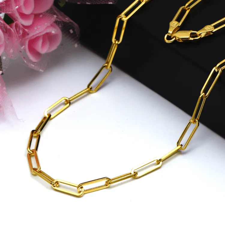Real Gold Paper Clip Chain Necklace 0758 (50 C.M) CH1205