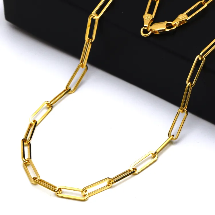 Real Gold Paper Clip Chain Necklace 0758 (50 C.M) CH1205