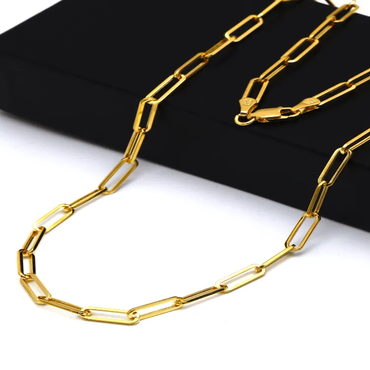 Real Gold Paper Clip Chain Necklace 0758 (50 C.M) CH1205