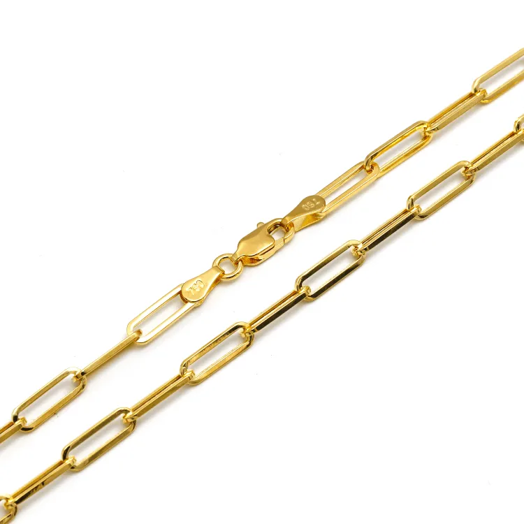 Real Gold Paper Clip Chain Necklace 0758 (50 C.M) CH1205