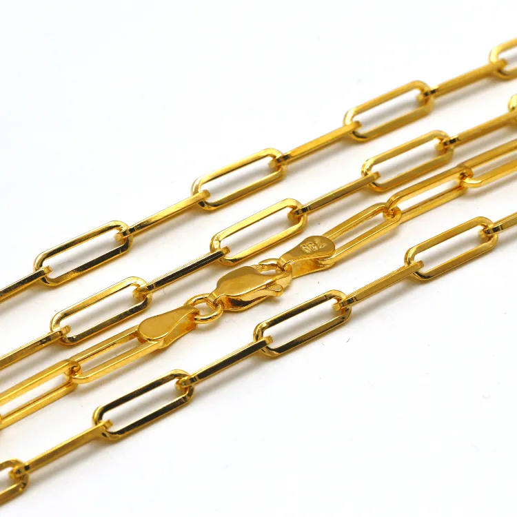 Real Gold Paper Clip Chain Necklace 0758 (50 C.M) CH1205