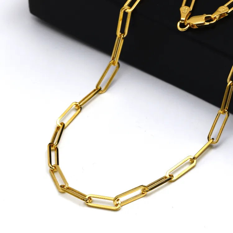 Real Gold Paper Clip Chain Necklace 0758 (50 C.M) CH1205