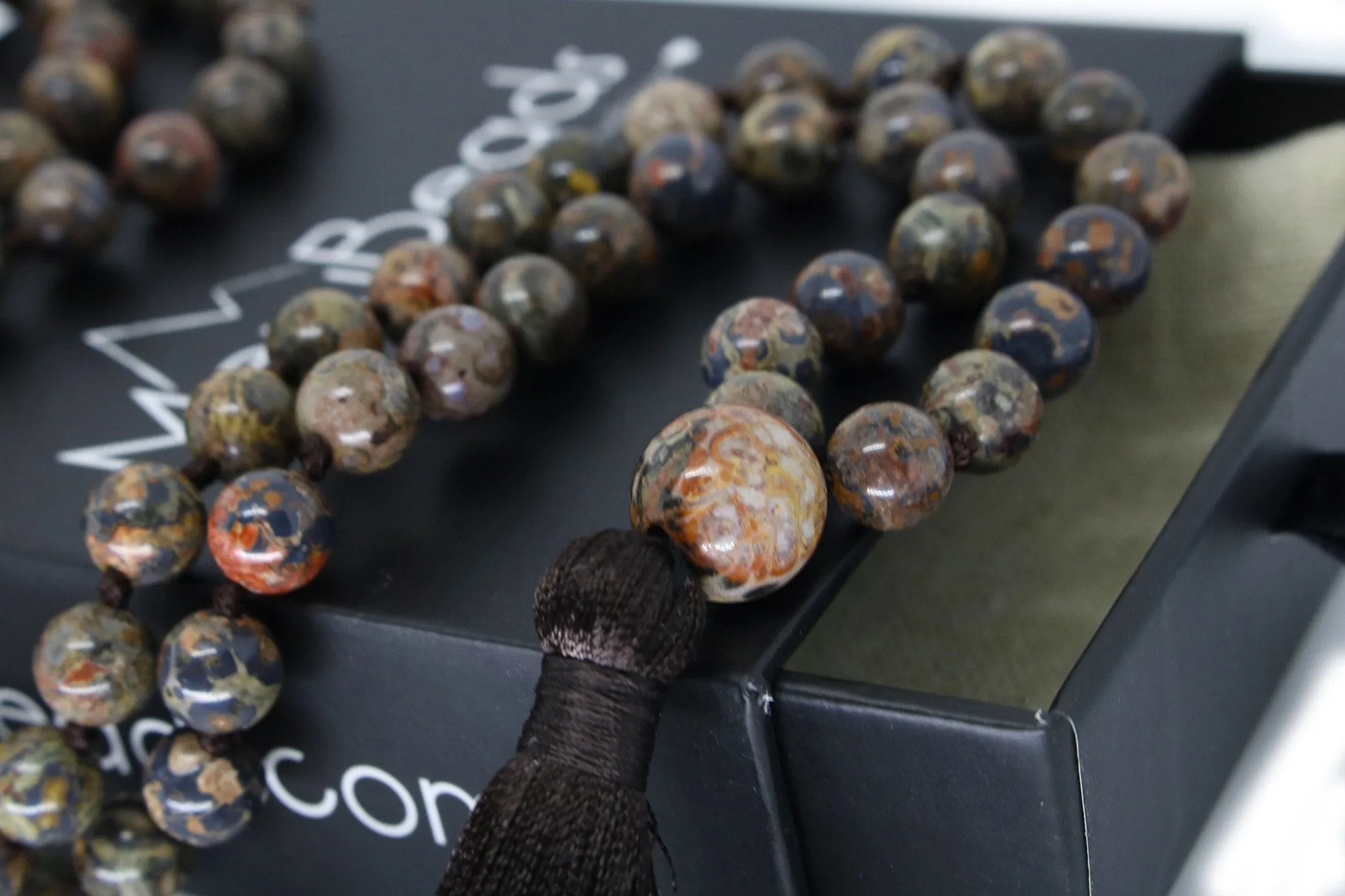 Red Leopardskin Jasper Mala Beads Necklace - "I am Dedicated"