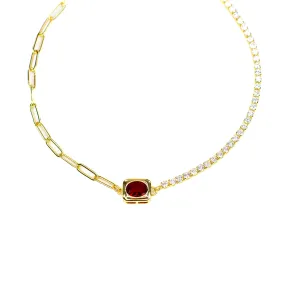 Red Paper Cz Necklace