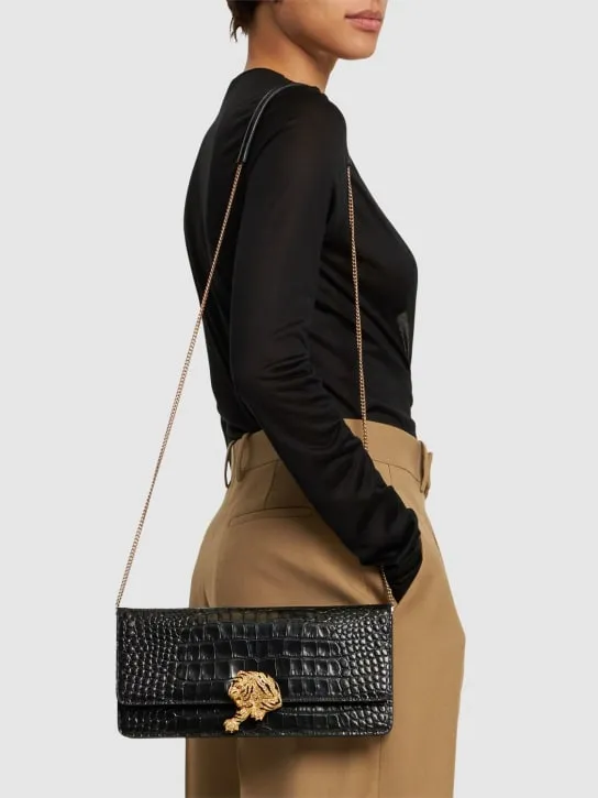 Roberto Cavalli   Road croc embossed clutch 