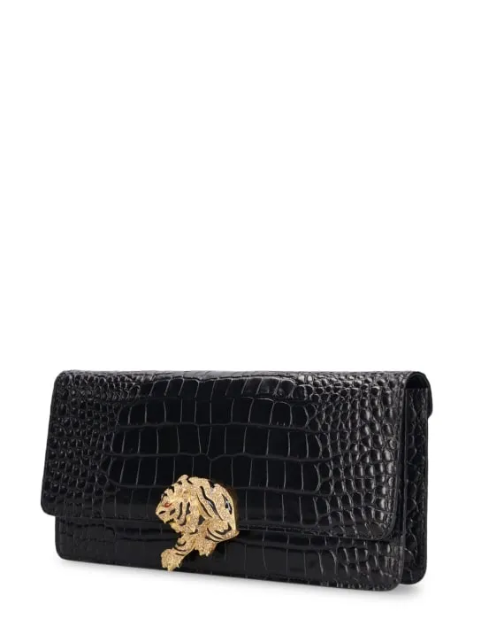 Roberto Cavalli   Road croc embossed clutch 