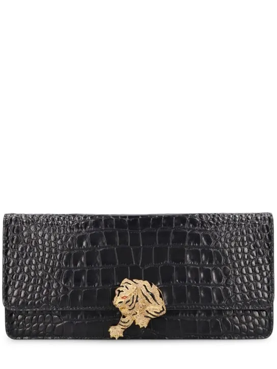 Roberto Cavalli   Road croc embossed clutch 