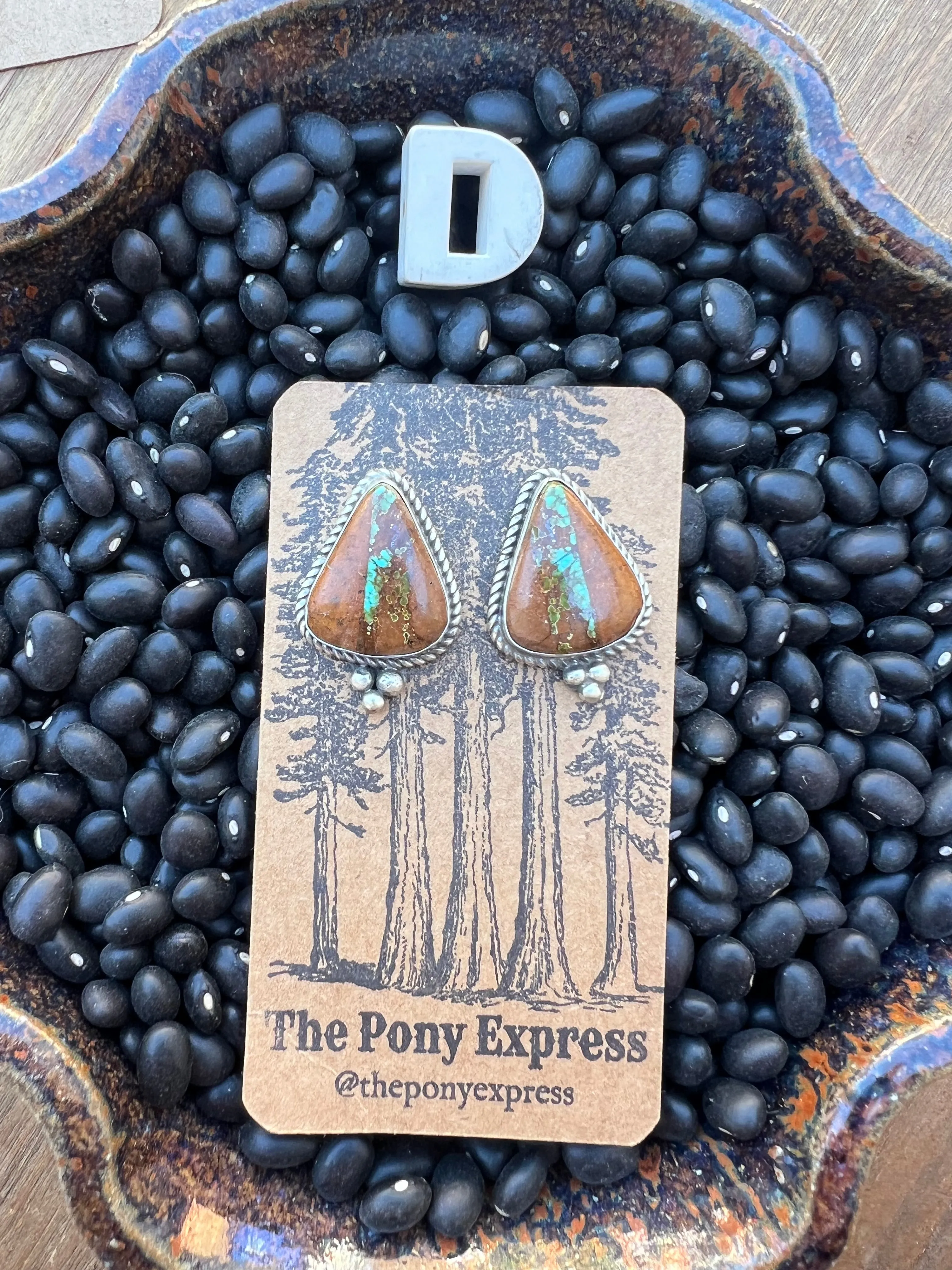 Royston Ribbon Turquoise Stud Earrings