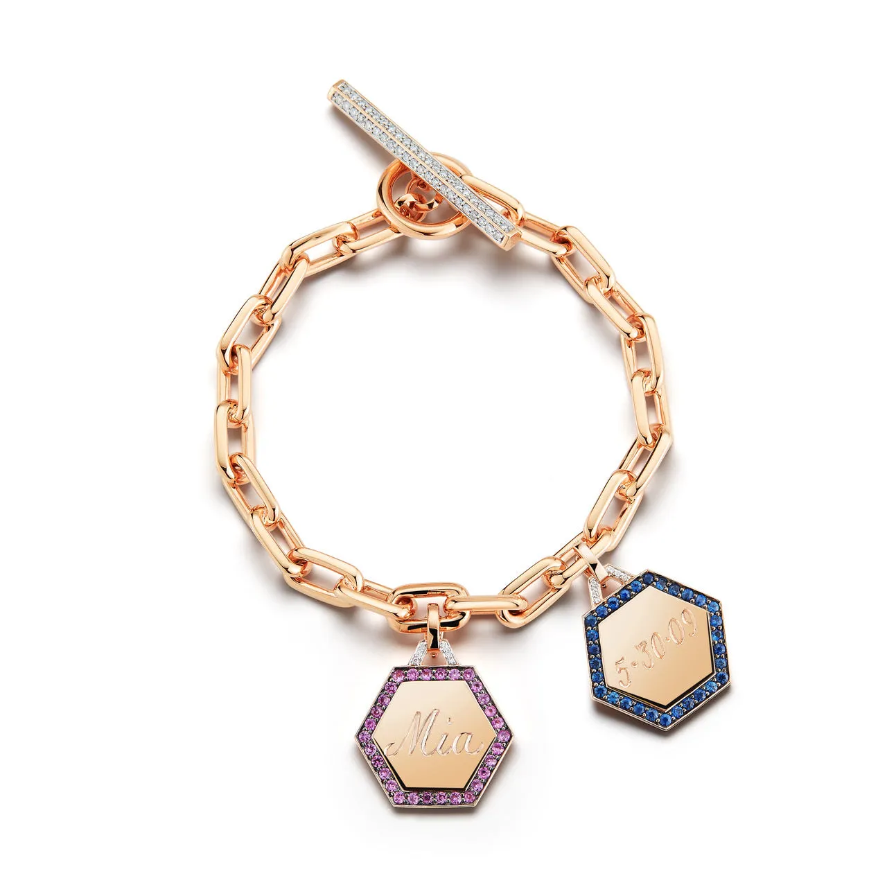 SAXON 18K DIAMOND TOGGLE CHAIN LINK BRACELET