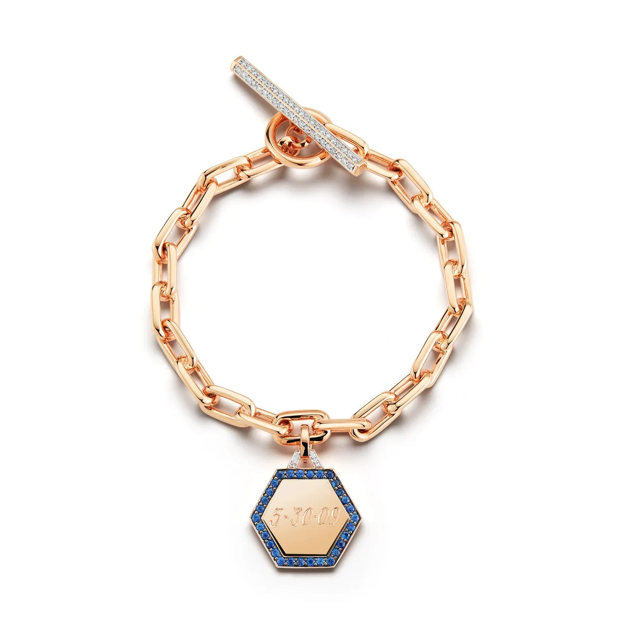 SAXON 18K DIAMOND TOGGLE CHAIN LINK BRACELET