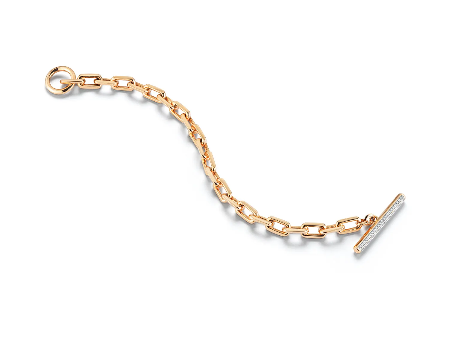 SAXON 18K DIAMOND TOGGLE CHAIN LINK BRACELET