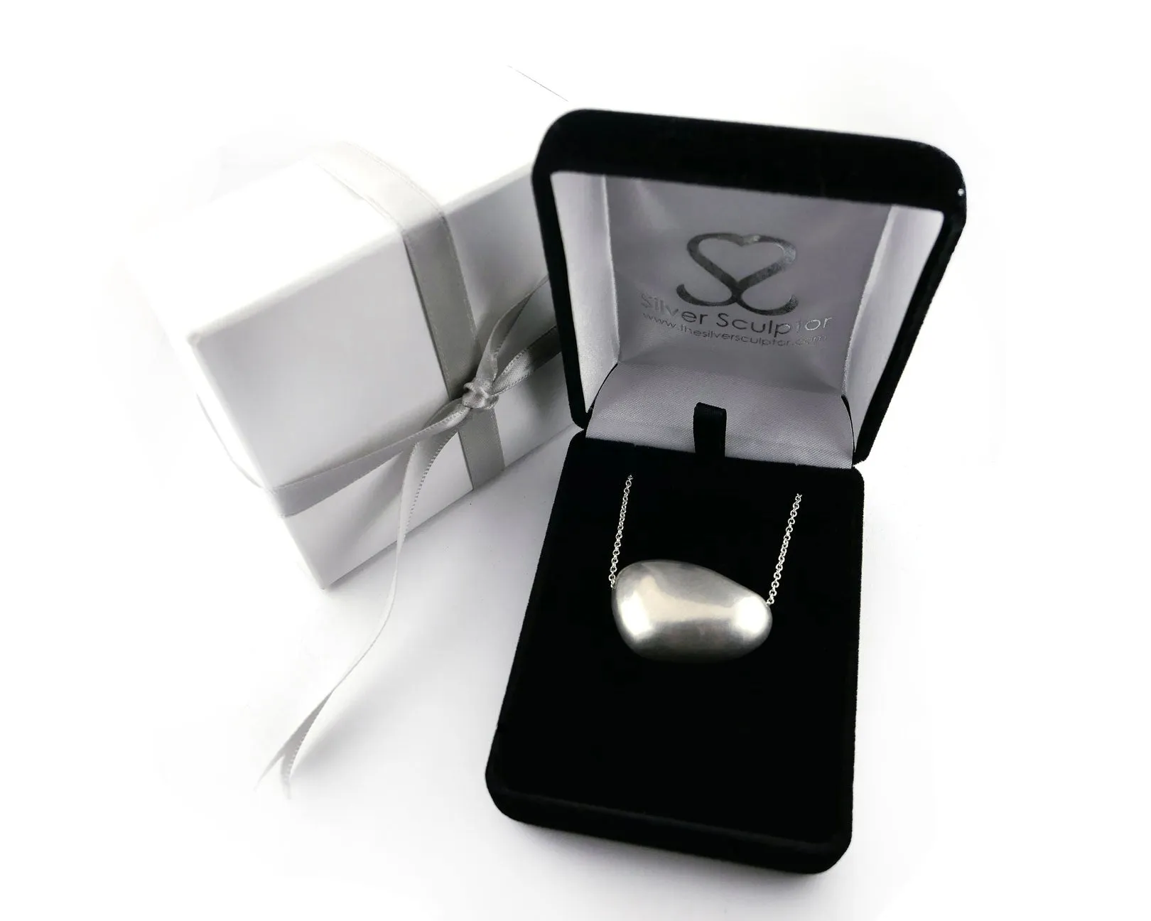 Sterling Silver Large Pebble Necklace