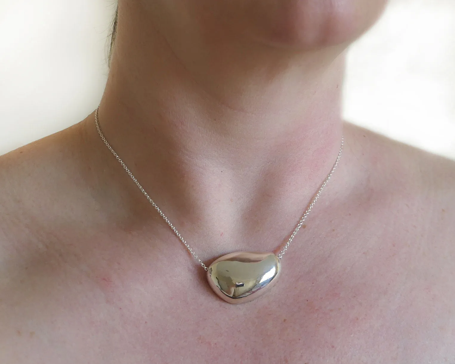 Sterling Silver Large Pebble Necklace