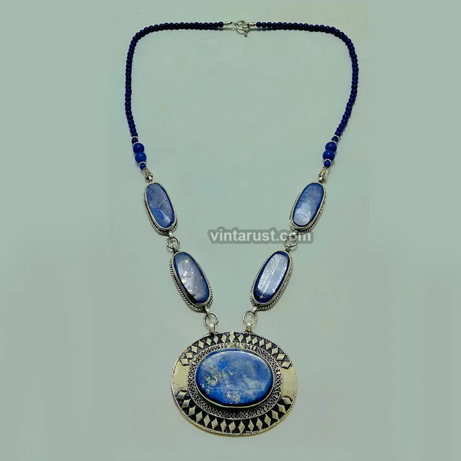 Unique Lapis Lazuli Gemstone Pendant Necklace