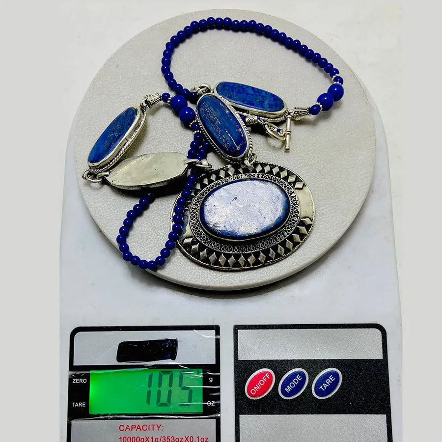Unique Lapis Lazuli Gemstone Pendant Necklace