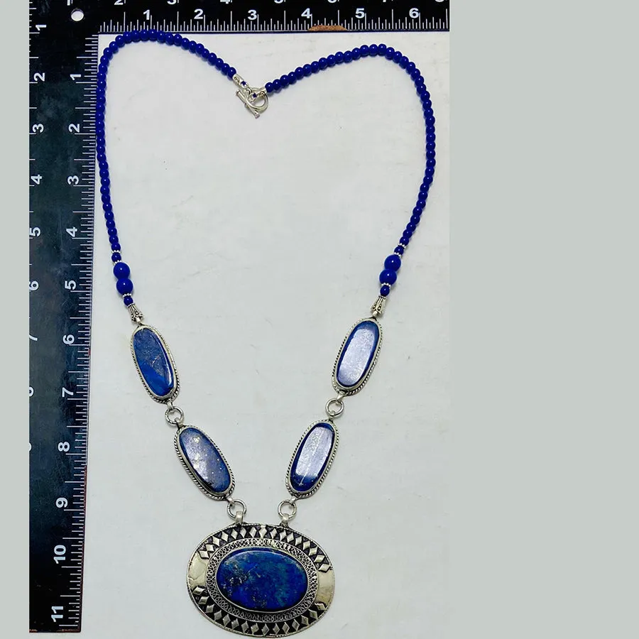 Unique Lapis Lazuli Gemstone Pendant Necklace