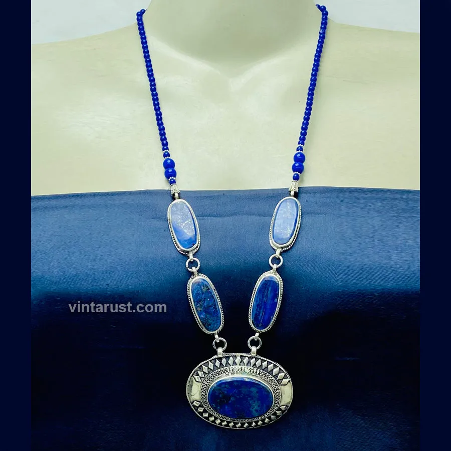 Unique Lapis Lazuli Gemstone Pendant Necklace
