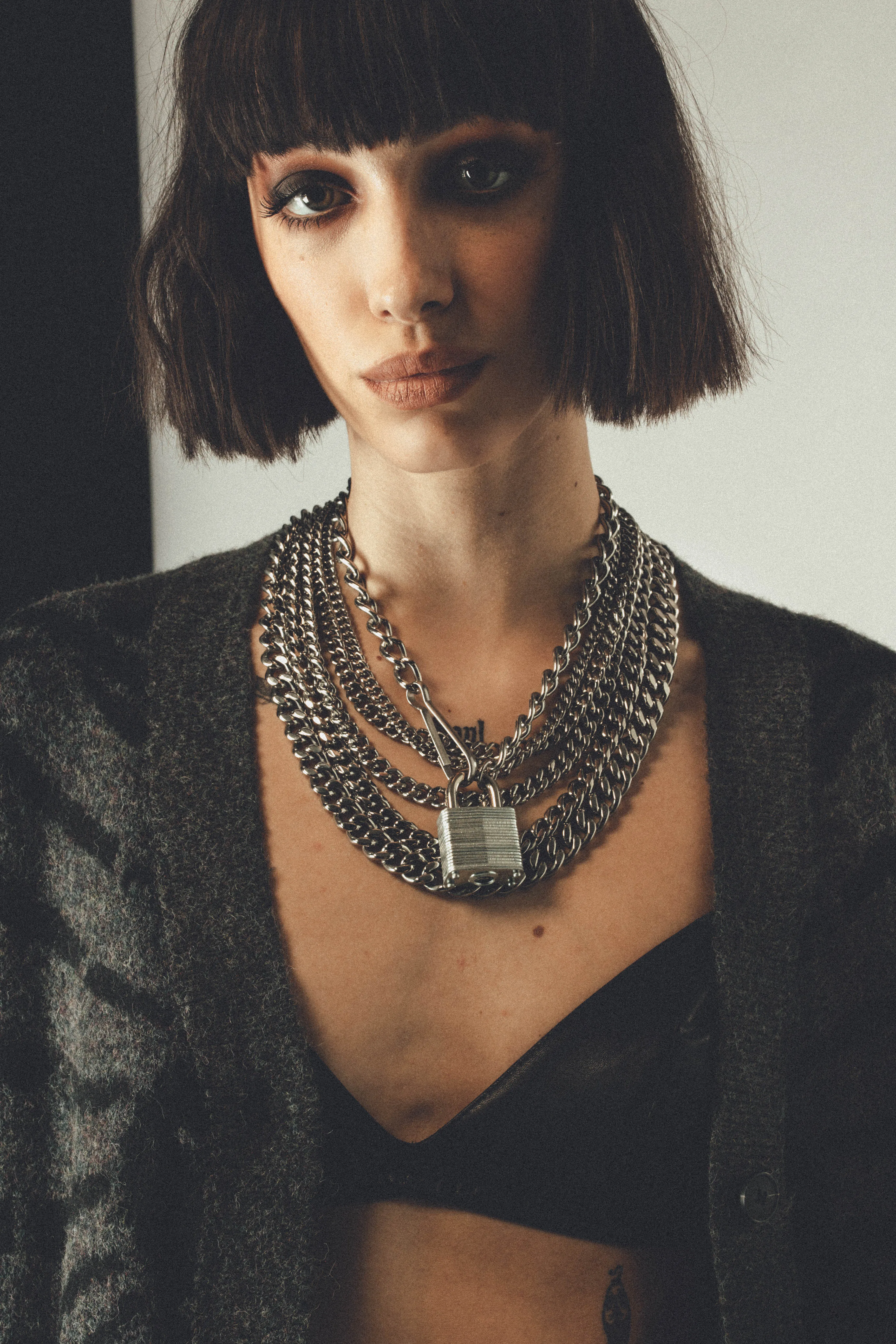 V2 Padlock Choker Chain | Silver