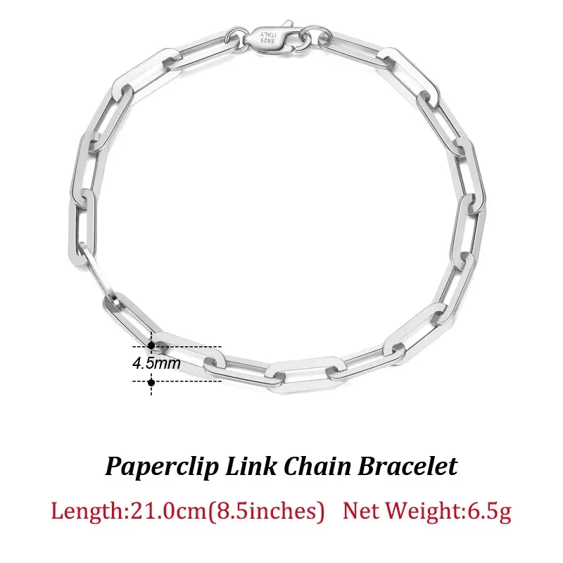 VAIGE 14K Gold Plated 925 Sterling Silver Paperclip Link Chain Bracelet - Adjustable Length, Gift Wrapped Velvet Pouch Included