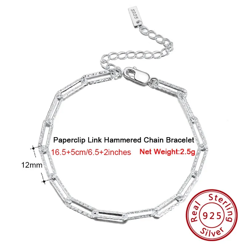 VAIGE 14K Gold Plated 925 Sterling Silver Paperclip Link Chain Bracelet - Adjustable Length, Gift Wrapped Velvet Pouch Included