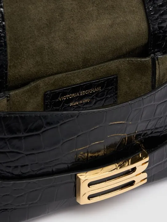 Victoria Beckham   Mini B buckle chain croc embossed clutch 