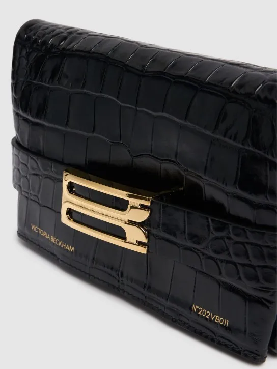 Victoria Beckham   Mini B buckle chain croc embossed clutch 
